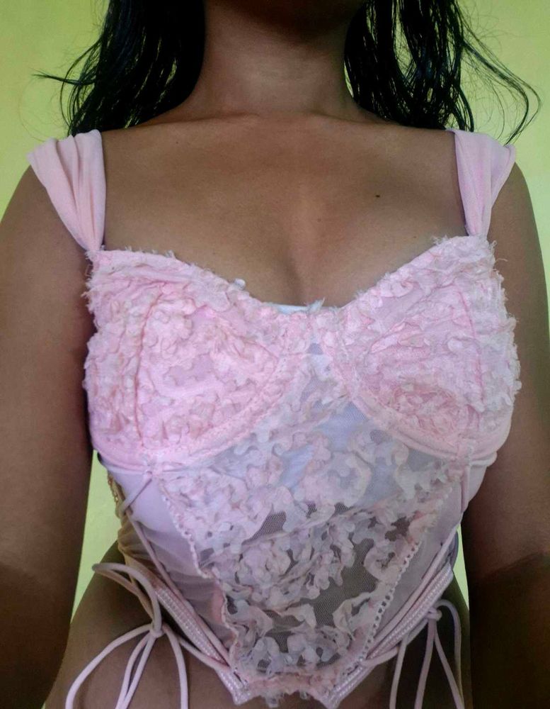 Pink Lace Corset Top