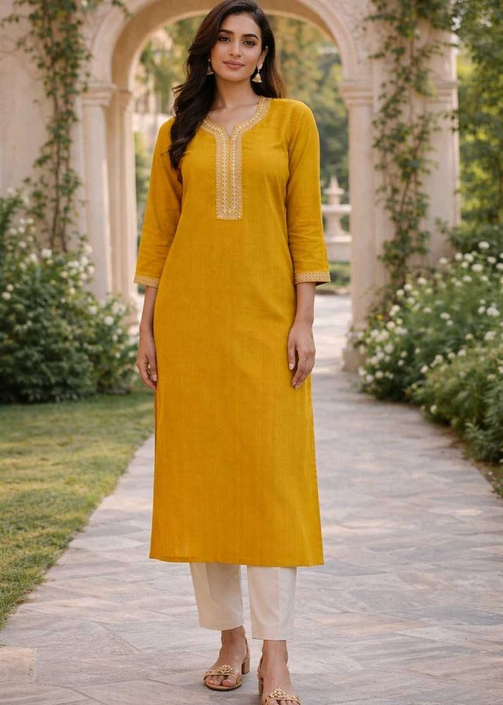 Elegant Yellow Embroidered Kurta