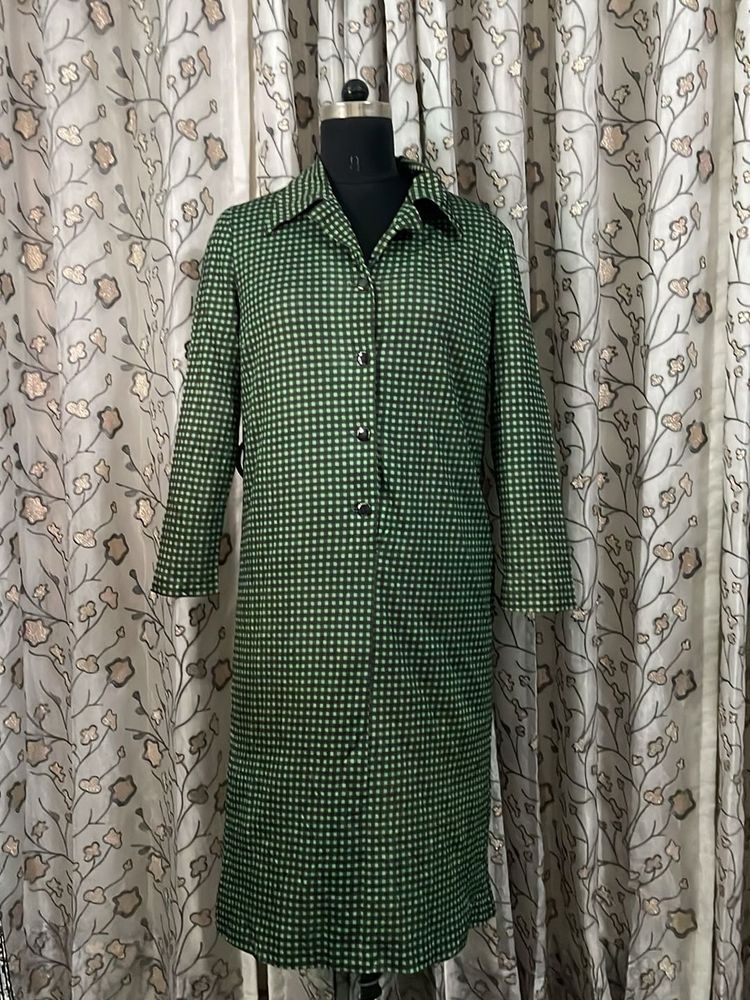 Chic Green Checkered Coat