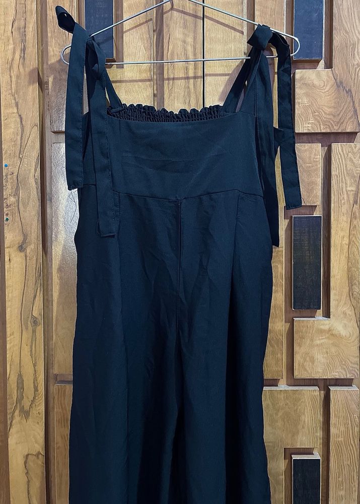 Black Tie-Strap Jumpsuit