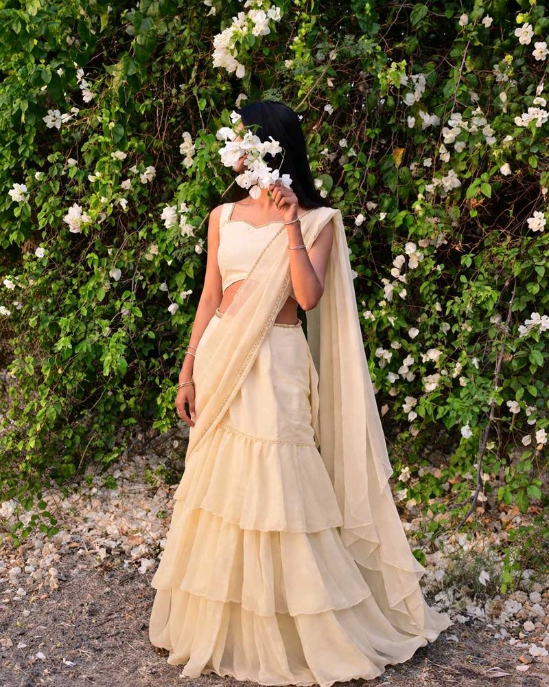 Fishcut ruffel lehenga saree
