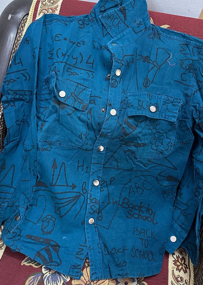 Unique Graphic Print Button-Down Shirt