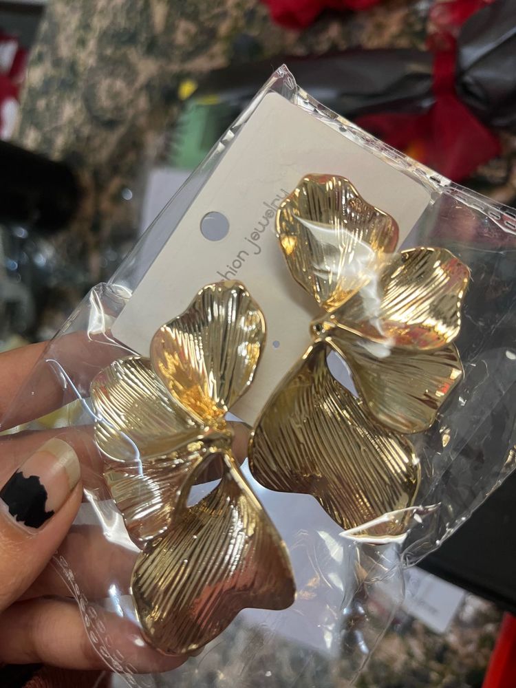 Statement Gold Flower Earrings