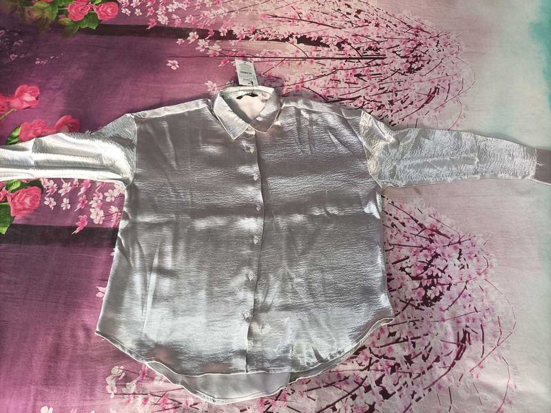 Shiny Button-Up Shirt