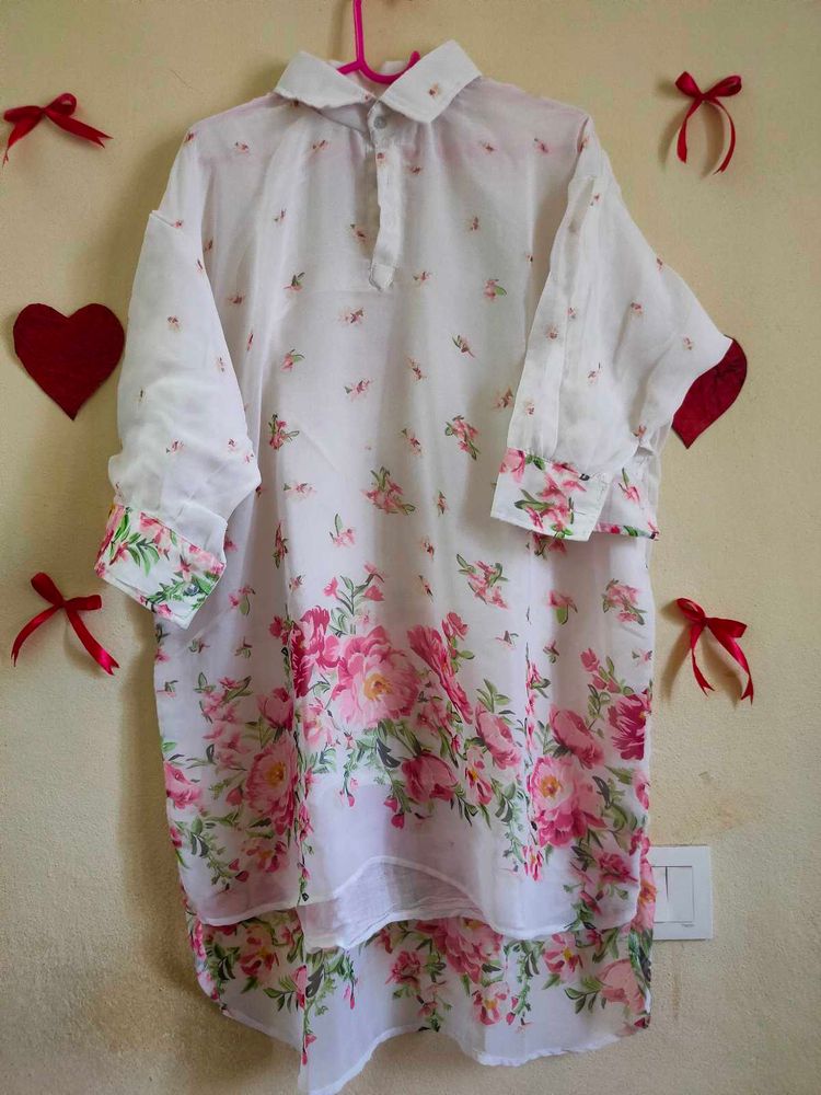 Floral Print Oversized Boxy Tunic
