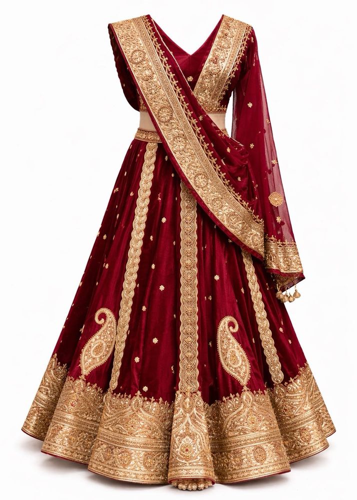 Wedding Heavy Bridal Lehnga - Maroon Color