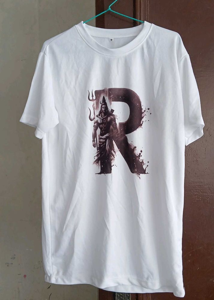 White T-Shirt with Lord Shiva Graphic