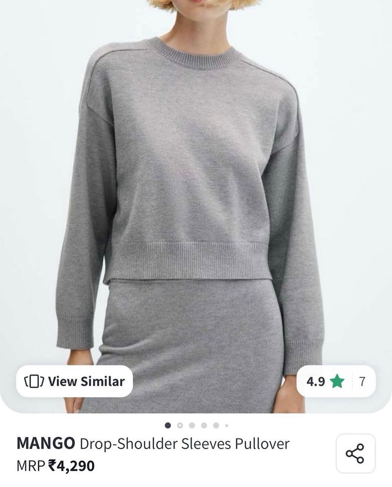 Mango Gray Pullover Sweater