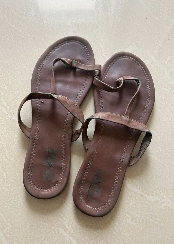 Brown Leather Thong Sandals