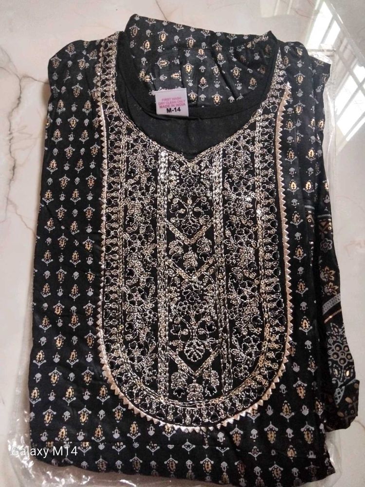 Black Embroidered umbrella kurtha