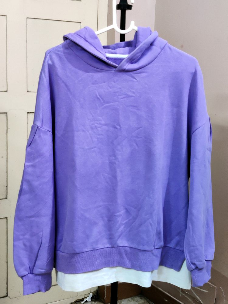 💥BUY1GET1💥 imported lavender solid knitted hoodie.