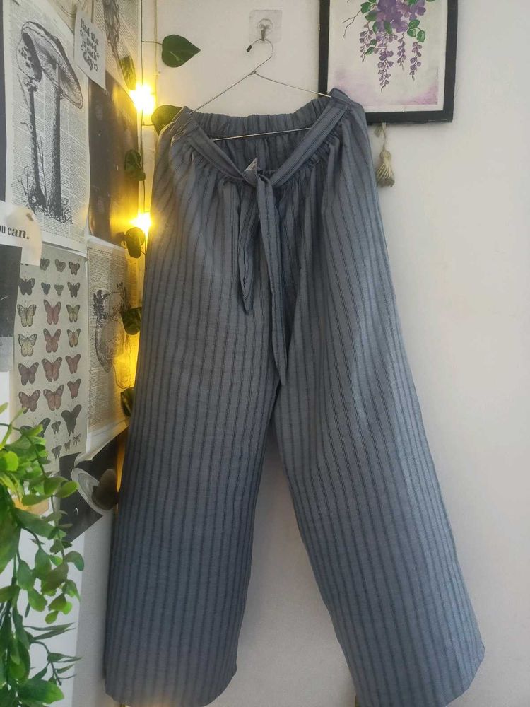 Grey Striped Palazzo Pants