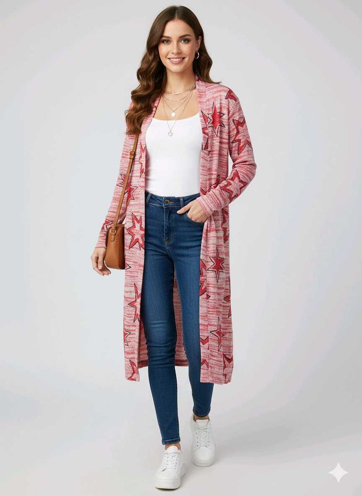 Star Print Duster Cardigan