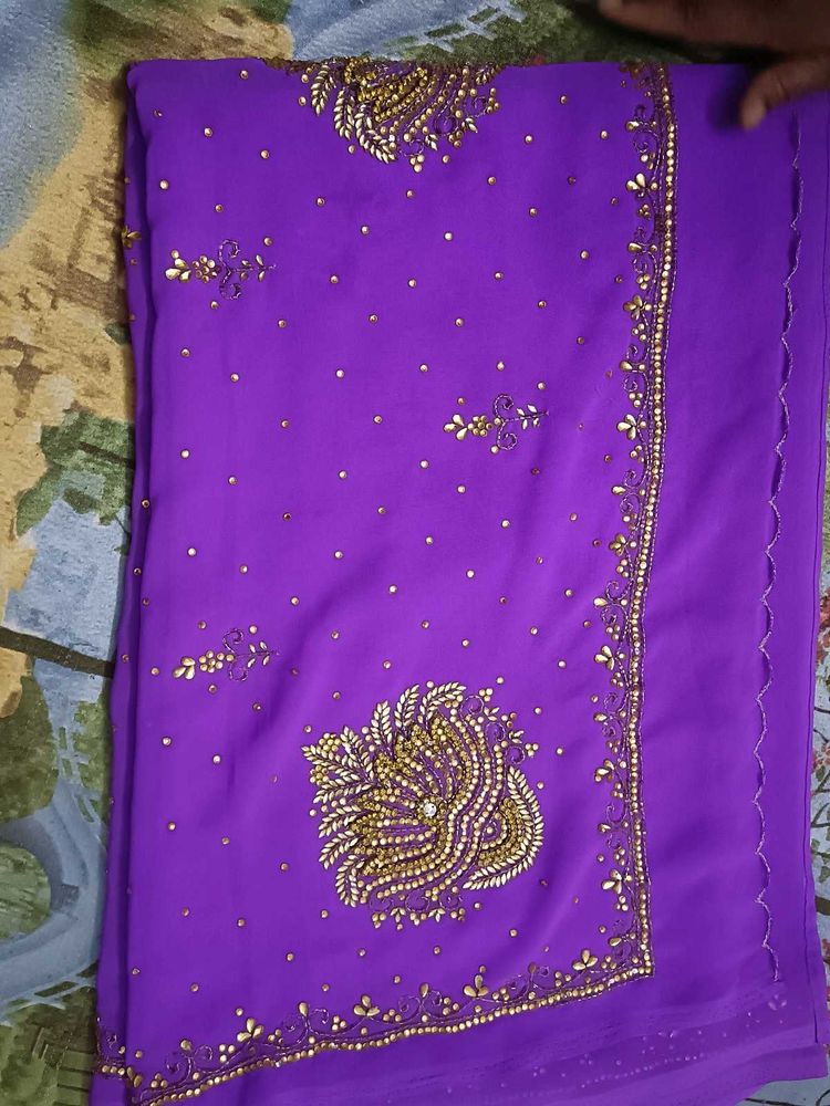 Elegant Purple Embellished Saree