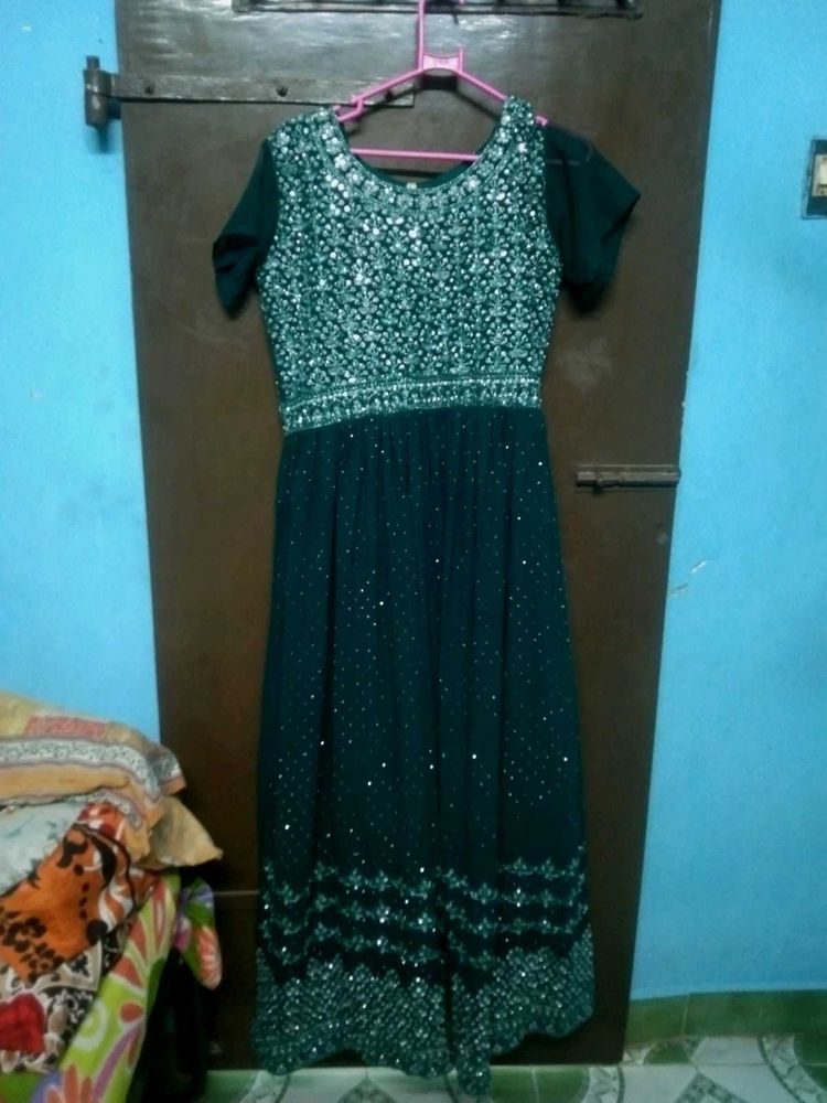 Embellished Teal Ethnic Gown