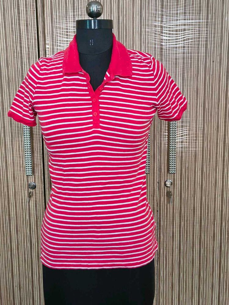 Classic Striped Polo T-Shirt