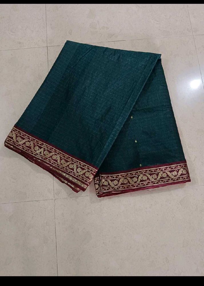 Bottle green saree