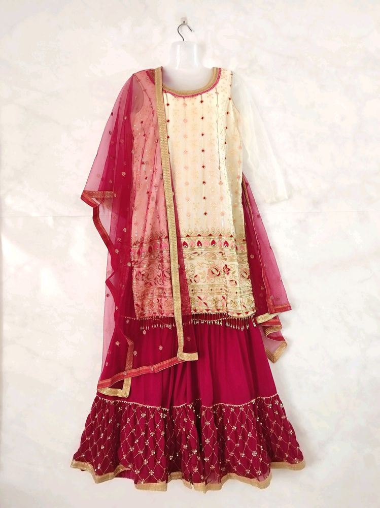 Maroon and Cream Pakistani/Indian Outfit