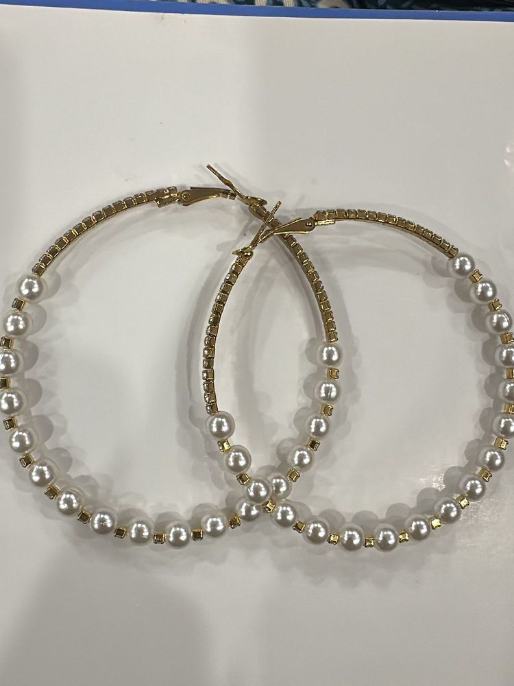 Elegant Pearl Hoop Earrings