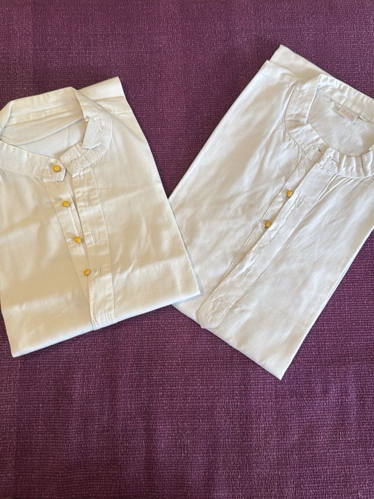 Set of 2 Elegant White Kurta