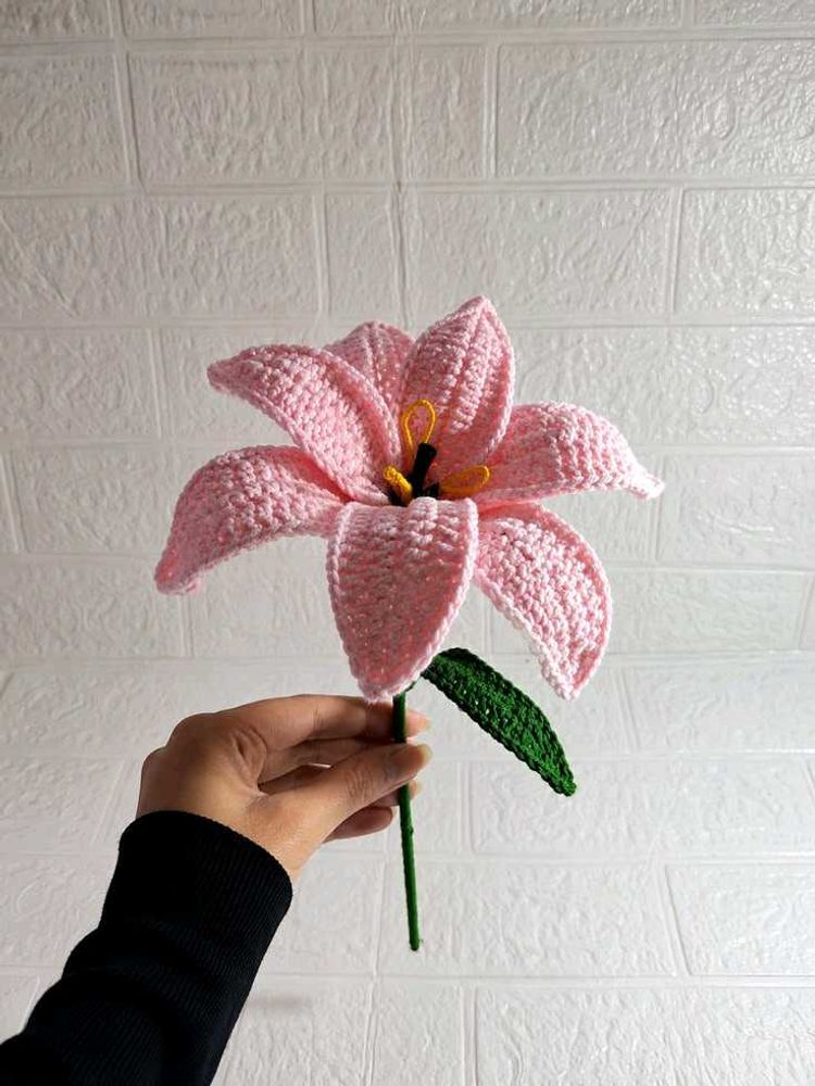 Handmade Crochet Pink Lily Flower