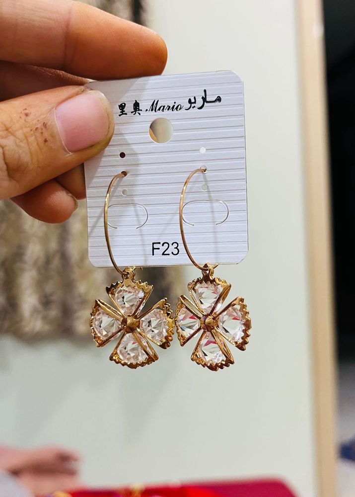 Elegant Crystal Flower Hoop Earrings