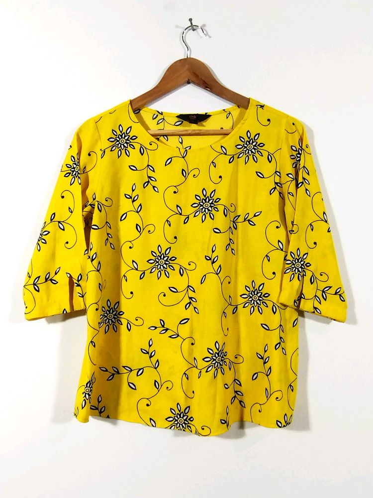 Zink Yellow Printed Women's Top