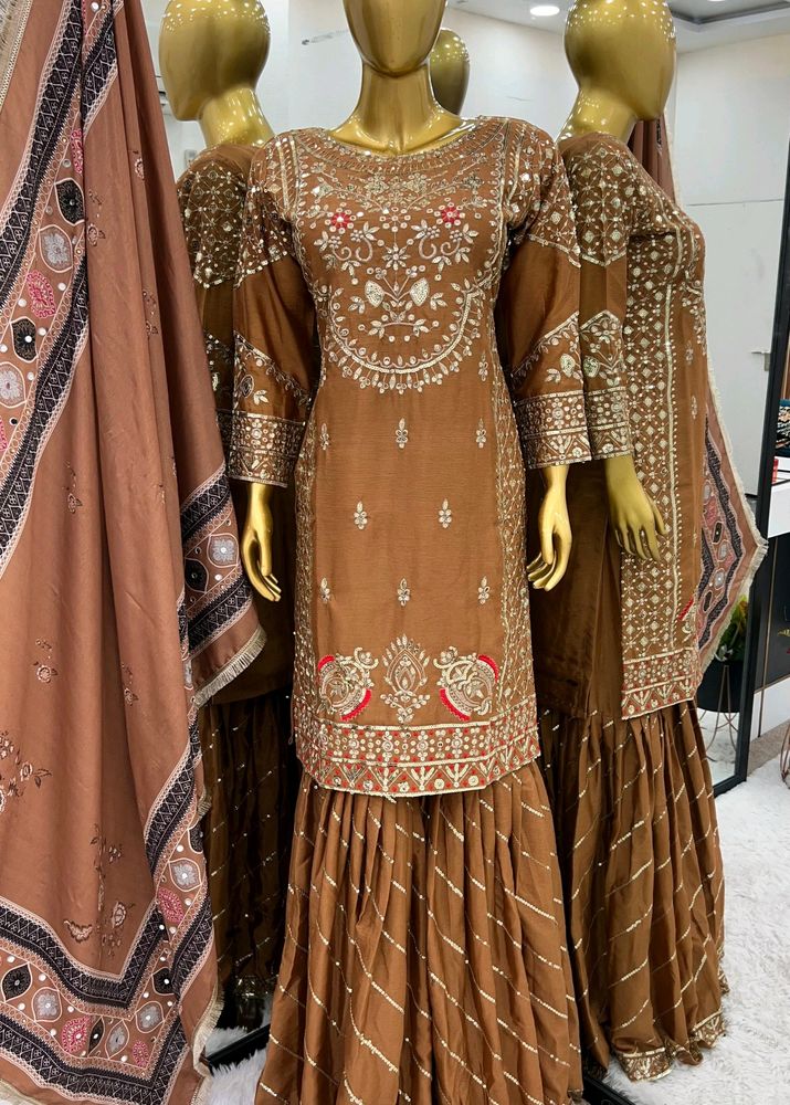 Party Wear Look with Top-Plazzo and Dupatta