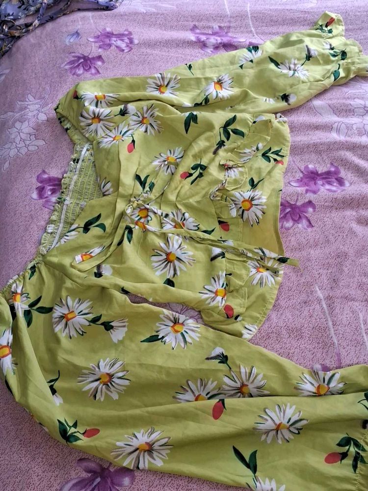 Daisy Print Wide Leg Jumpsuit