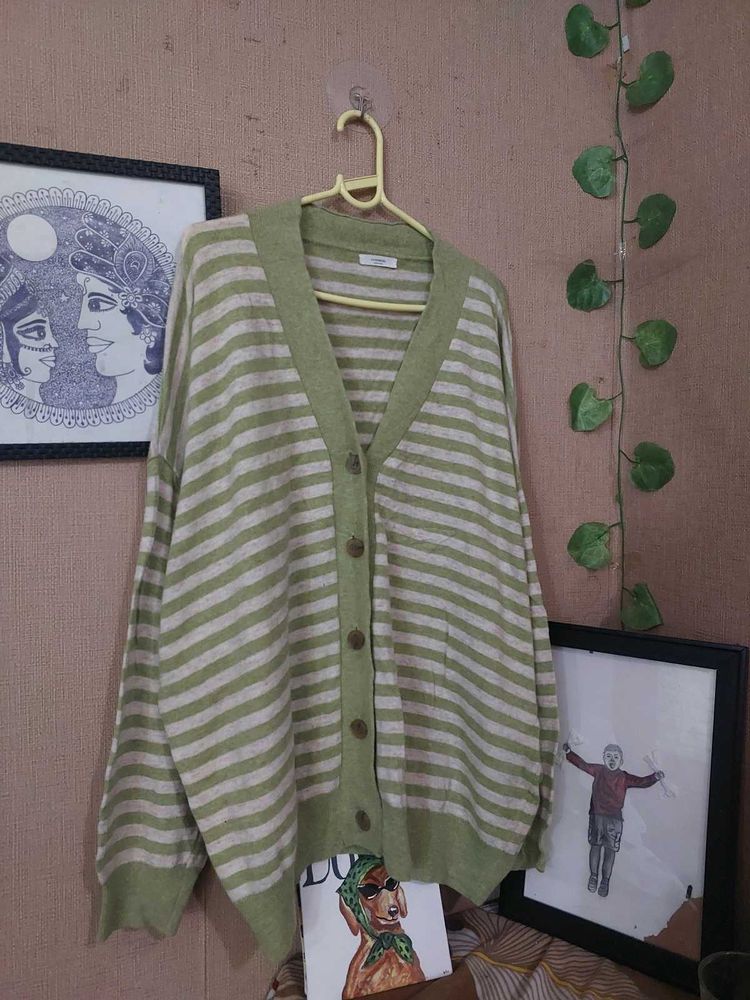 Striped V-Neck Cardigan