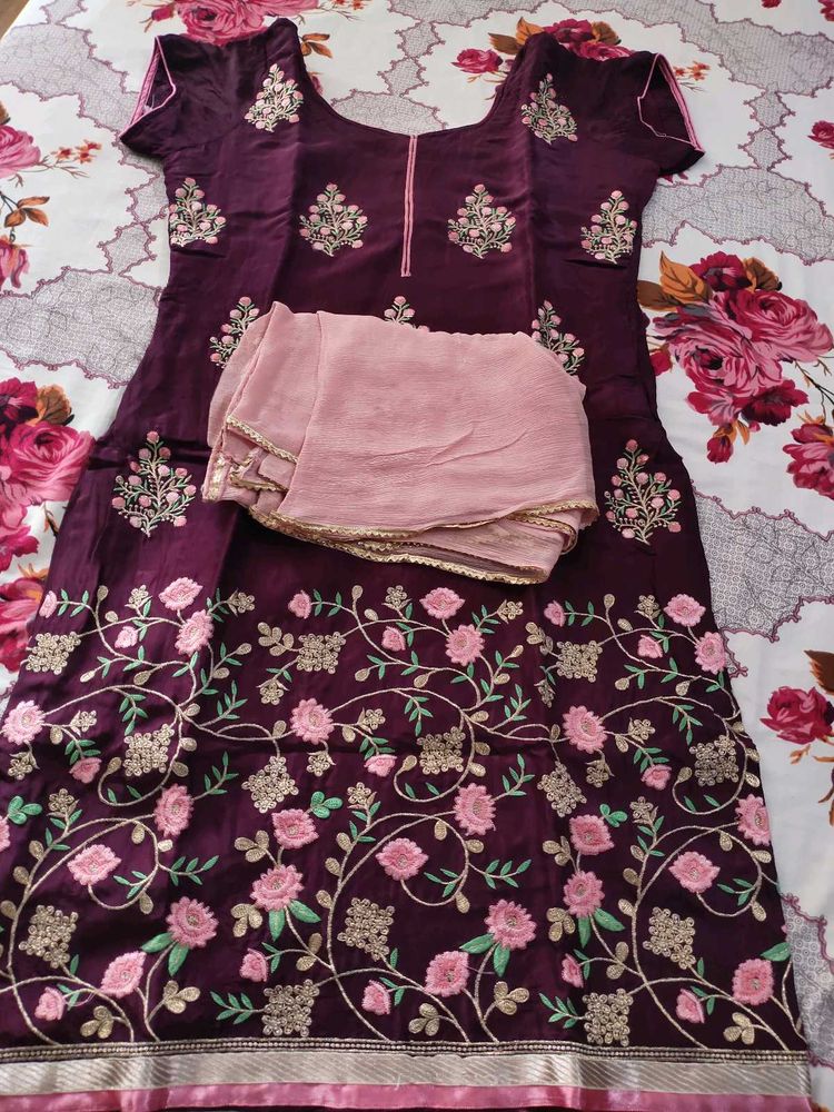 pure silk embroidered salwar suit