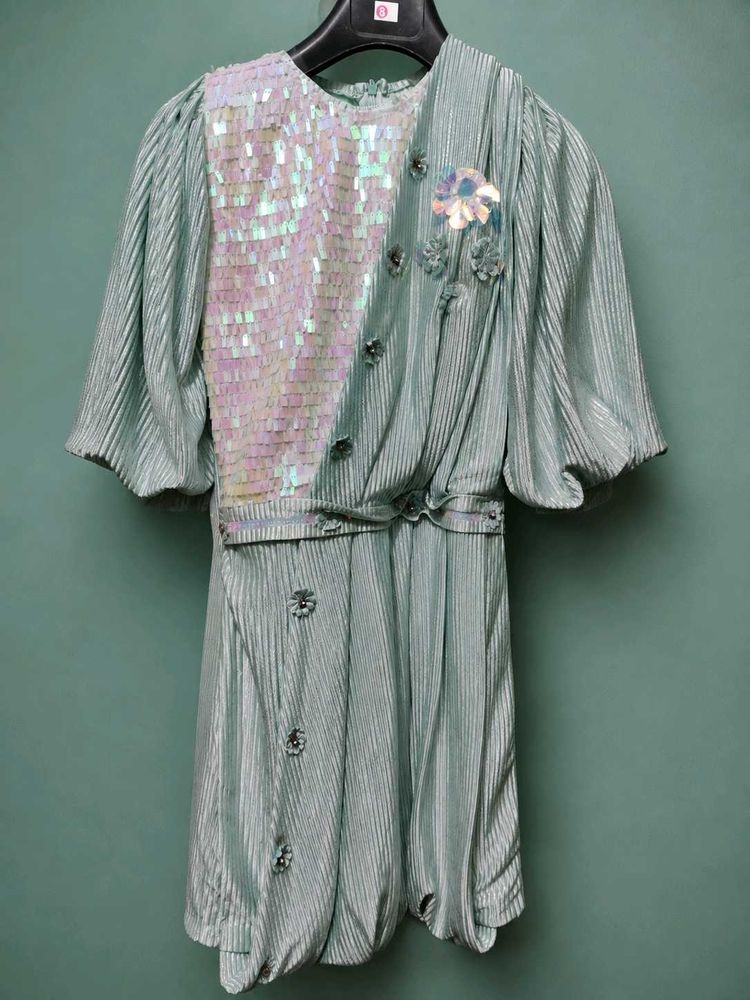 Sequin Embellished Pleated Dress