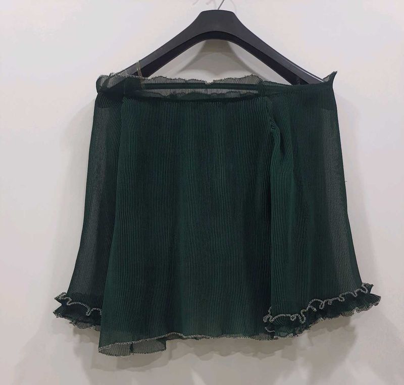 Dark Green Off-Shoulder Top