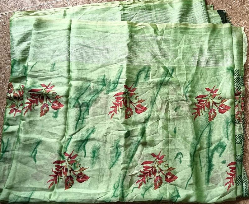 Light Green Floral Print Saree