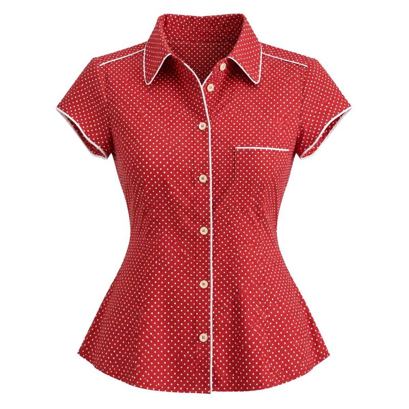 Chic Polka Dot Button-Up Top Y2k edit 🐞