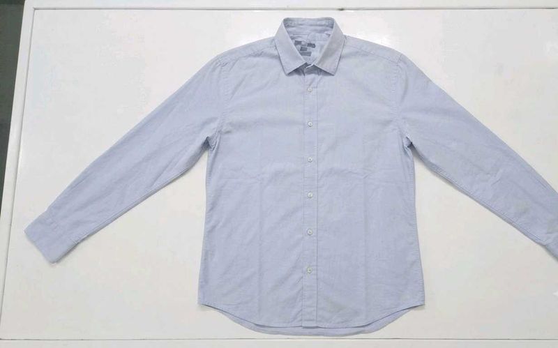 Men's Light Blue Striped Button-Up Shirt