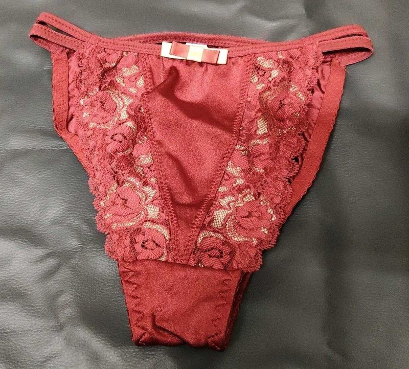 Red Lace Trim Bikini Briefs