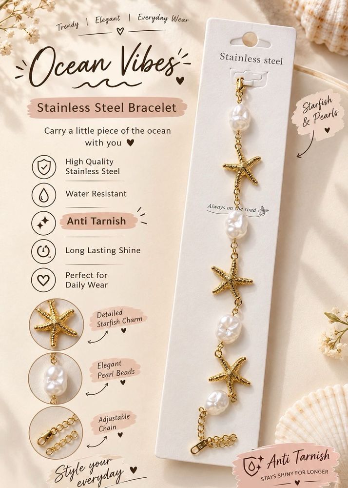 Ocean Vibes Starfish &amp; Pearl Bracelet
