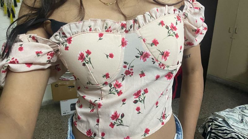 SALE! Floral Off-Shoulder Corset Top