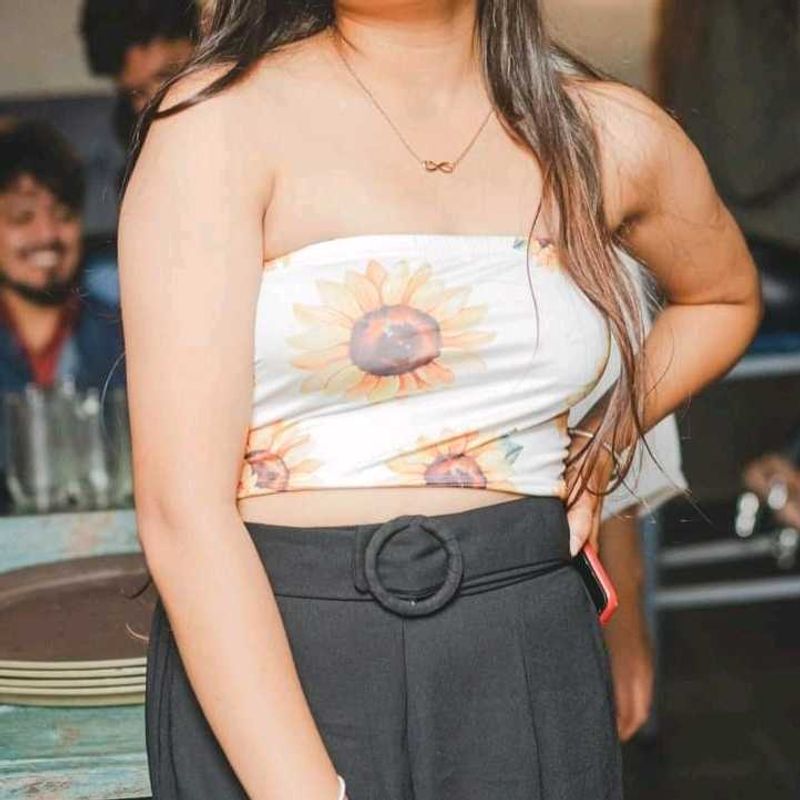 Sunflower Print Tube Top