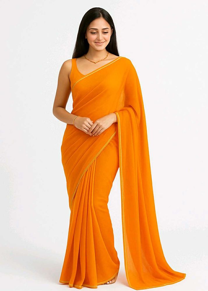 Vibrant Orange Saree