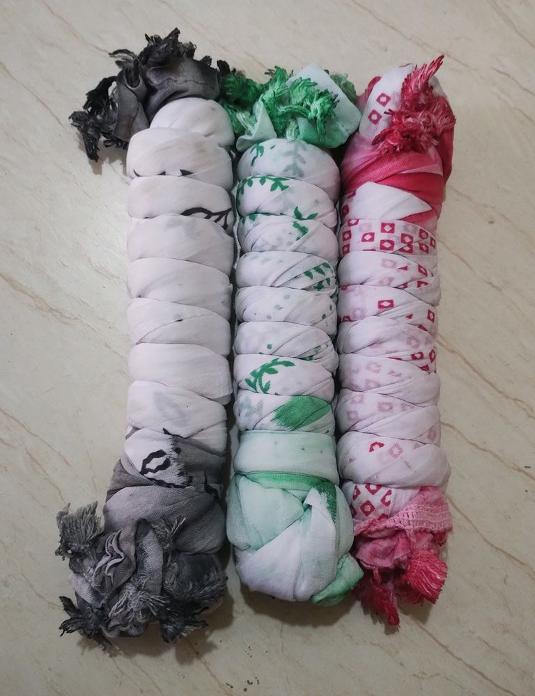 cPrinted Poly Cotton Dupatta For Women 3 Pcs