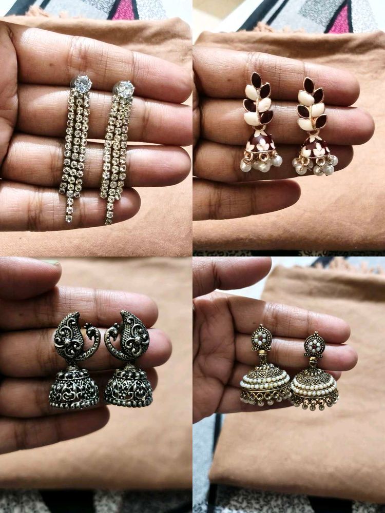 Set of 4 Pairs Trendy Earrings