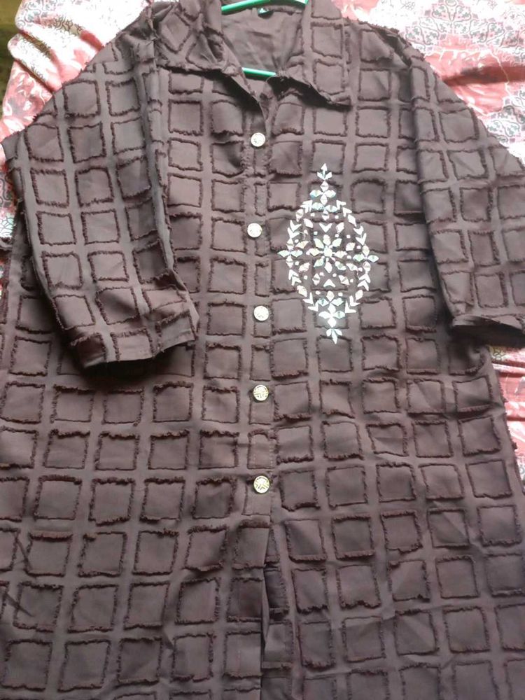 Elegant Brown Embroidered Kurta