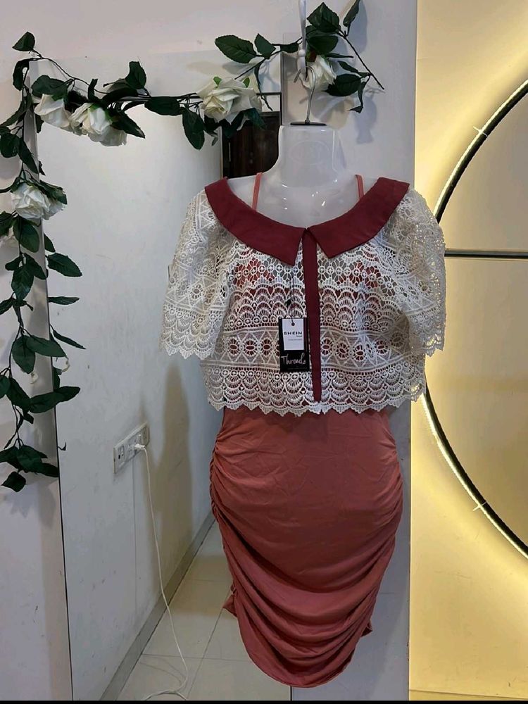 Shein Elegant Lace Overlay Dress Set