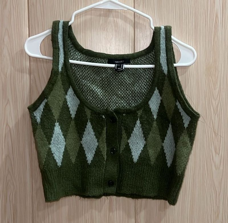 Argyle Knit Crop Top
