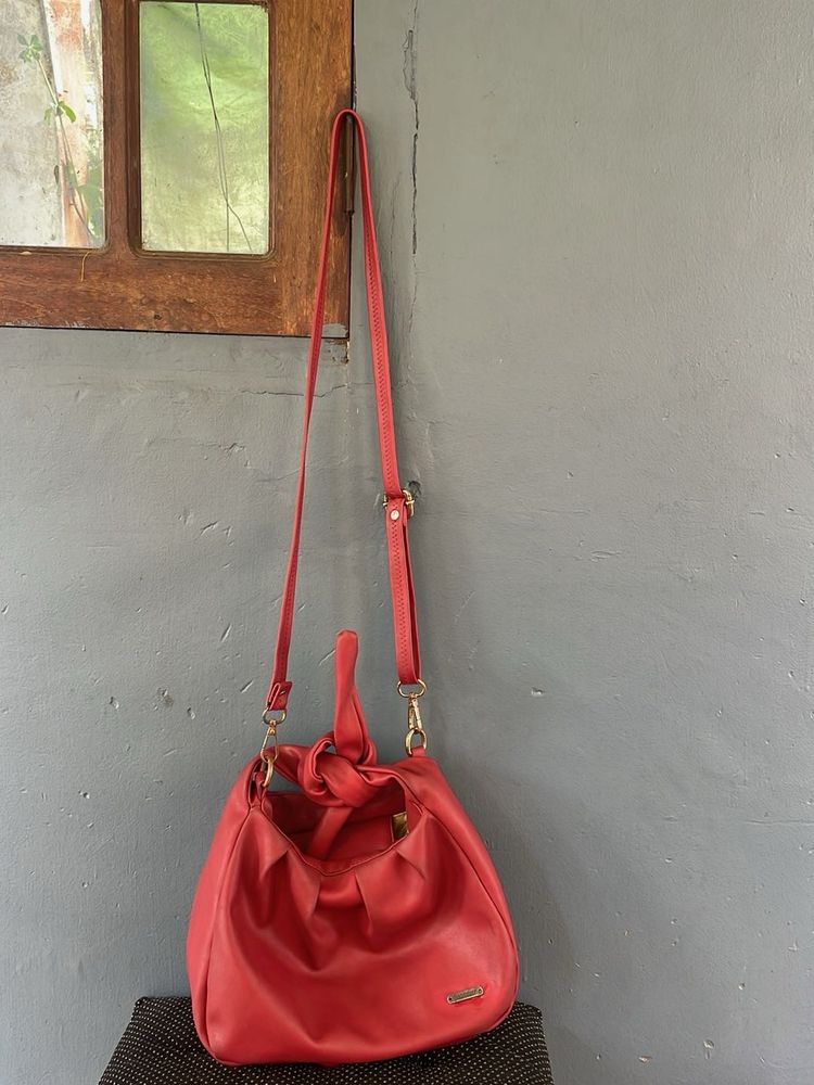Red Sling To  Handbag (detachable strap)