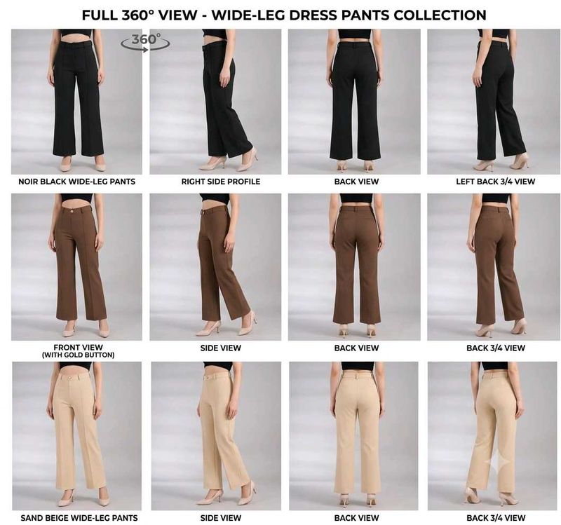 Wide Leg Dress Pants - Black, Brown, Beige
