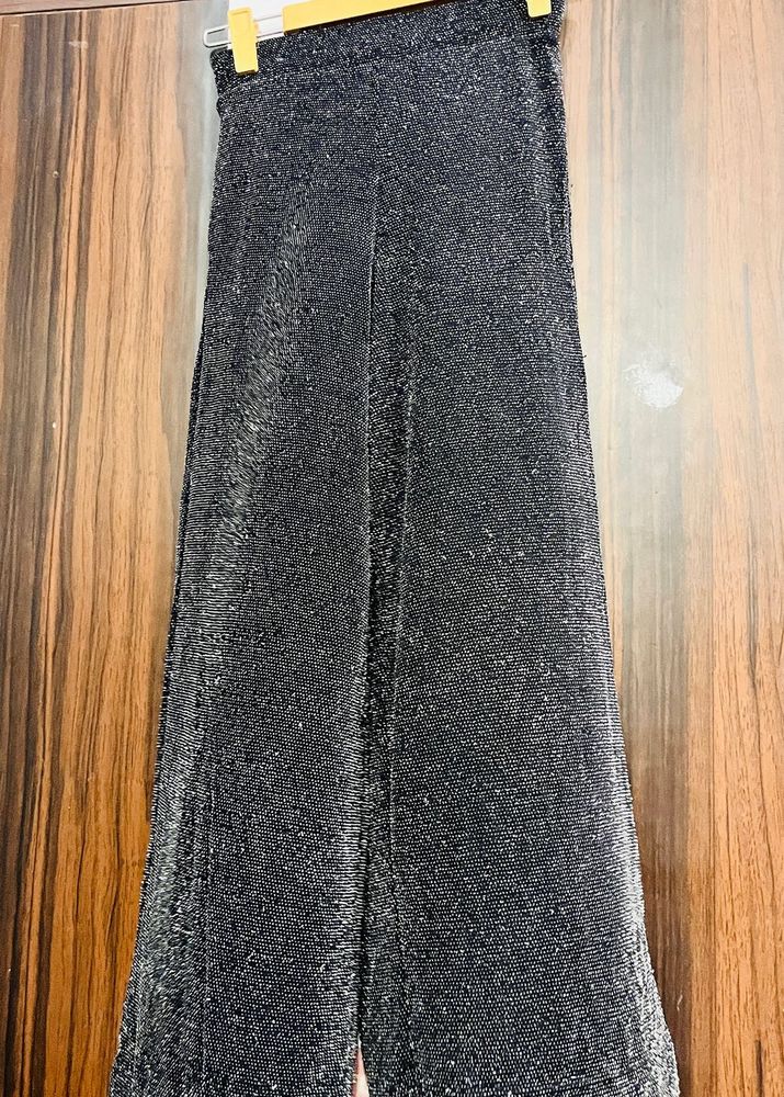 Sparkly Black Wide-Leg Pants