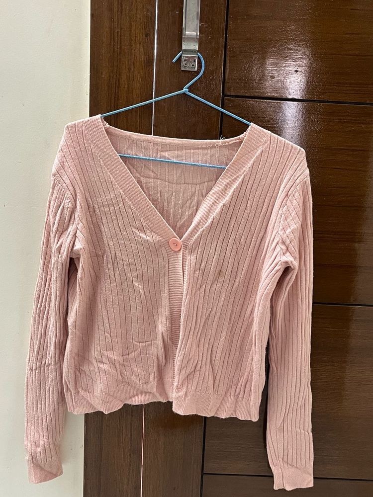 Chic Pink Button-Up Cardigan